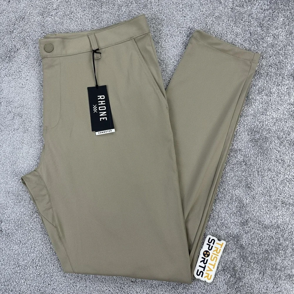 Rhone Commuter Pant Skinny Mens 35x32 Khaki Flex-Knit Ultra Slim Fit New